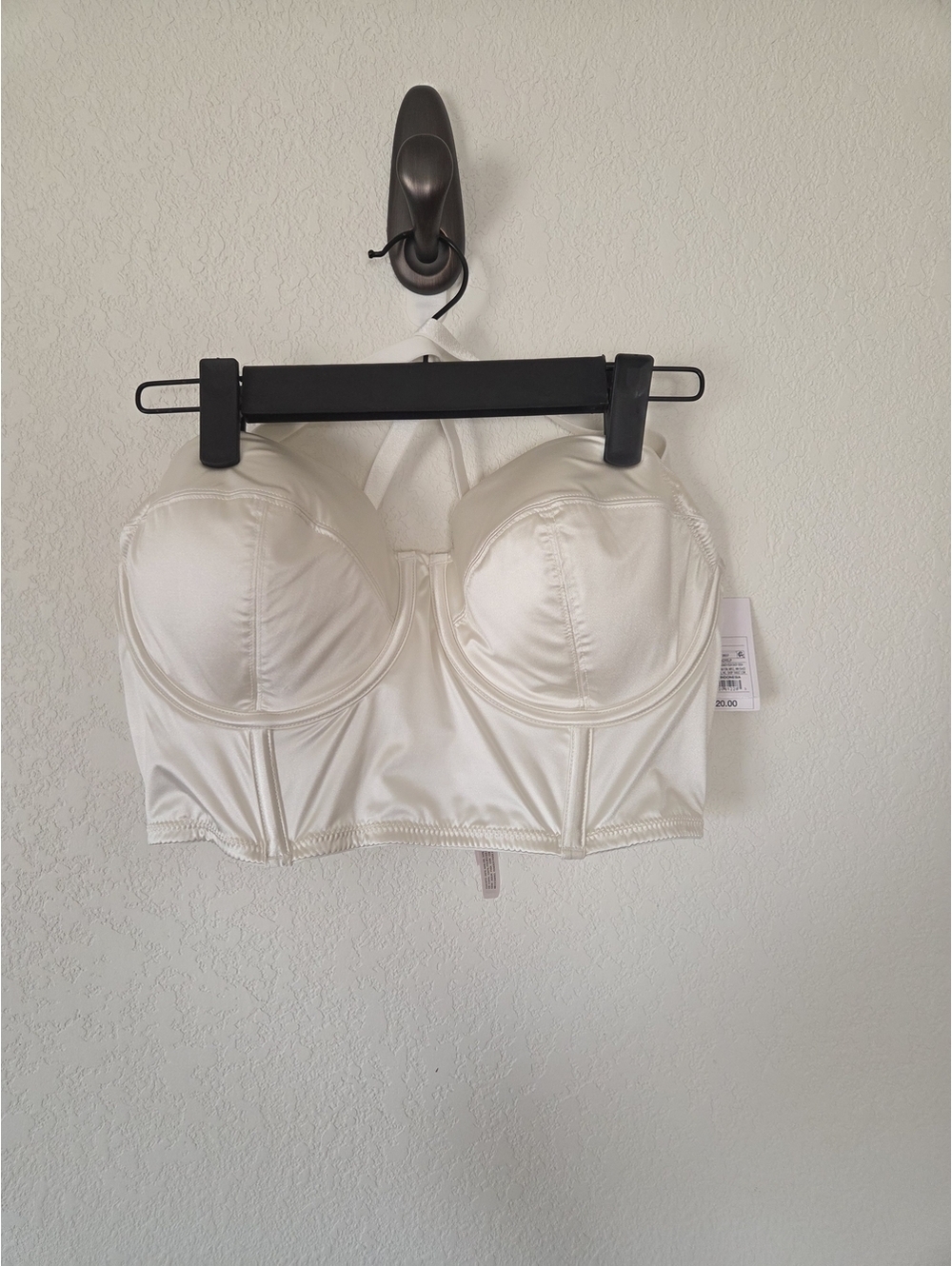 Auden Satin Longline Bustier Crop Top - Ivory